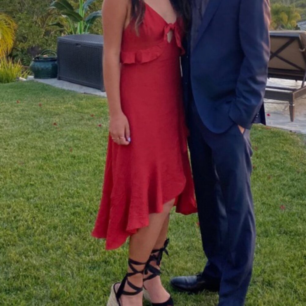 Isalis Red Ruffle Bow Dress - Picture 7 of 9